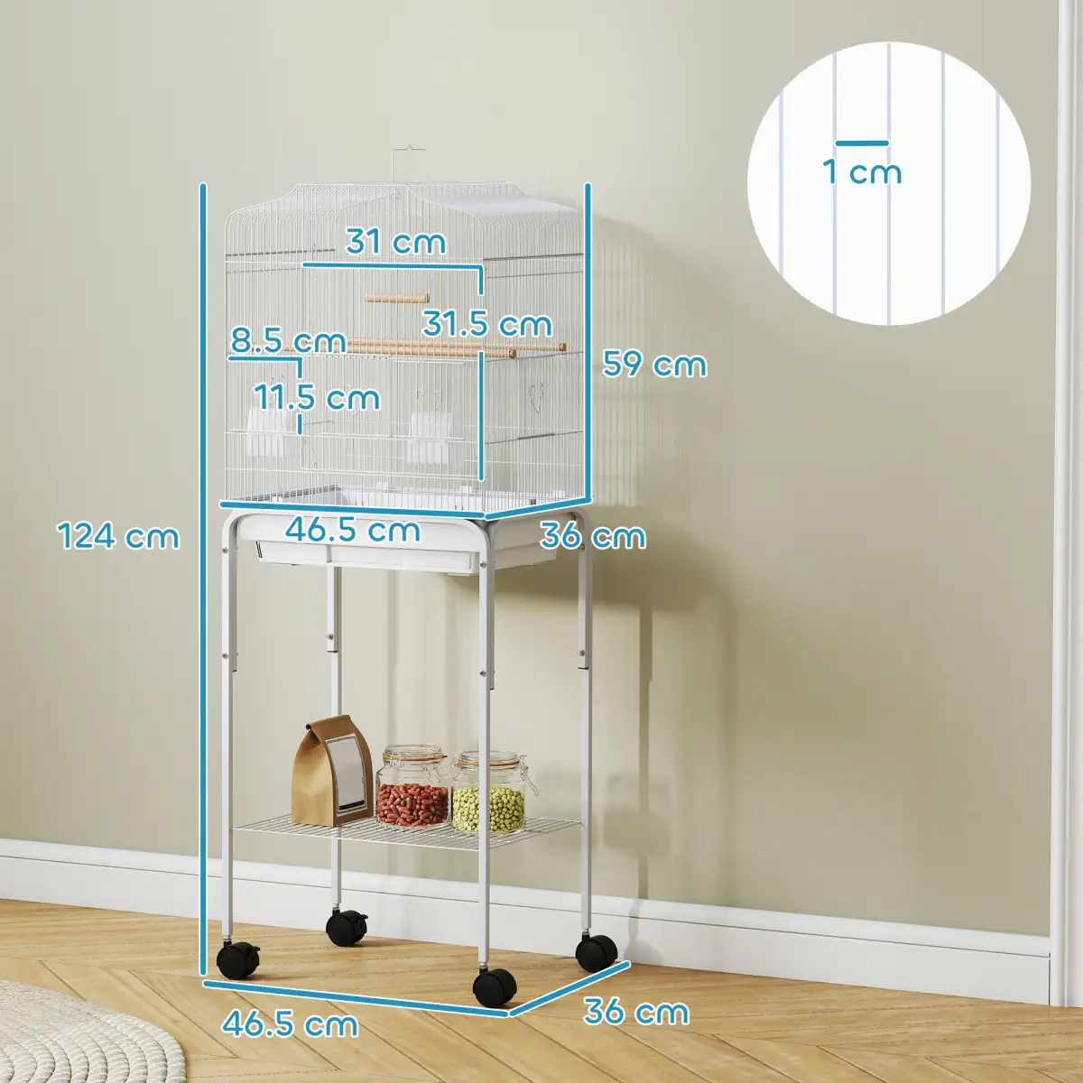 PawHut PawHut Bird Cage for Budgie Finch Canary Parakeet W/ Stand Tray - Bird Cage