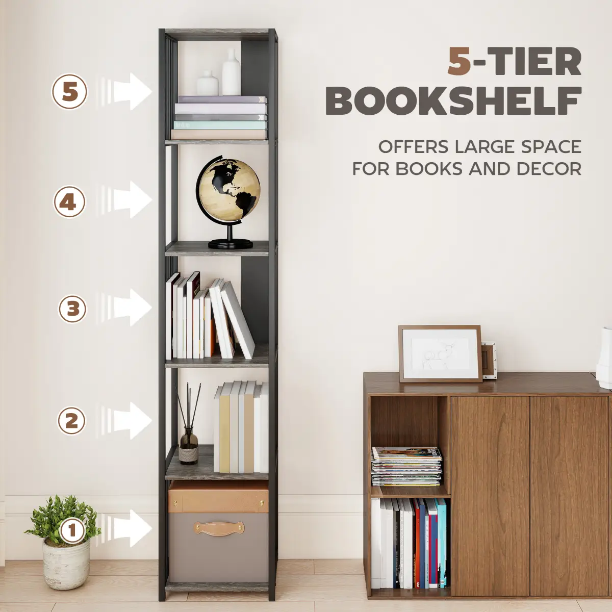 HOMCOM HOMCOM Bookshelf, Freestanding Display Storage Unit - Display Cabinet