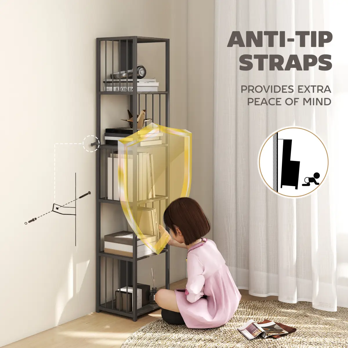 HOMCOM HOMCOM Bookshelf, Freestanding Display Storage Unit - Display Cabinet