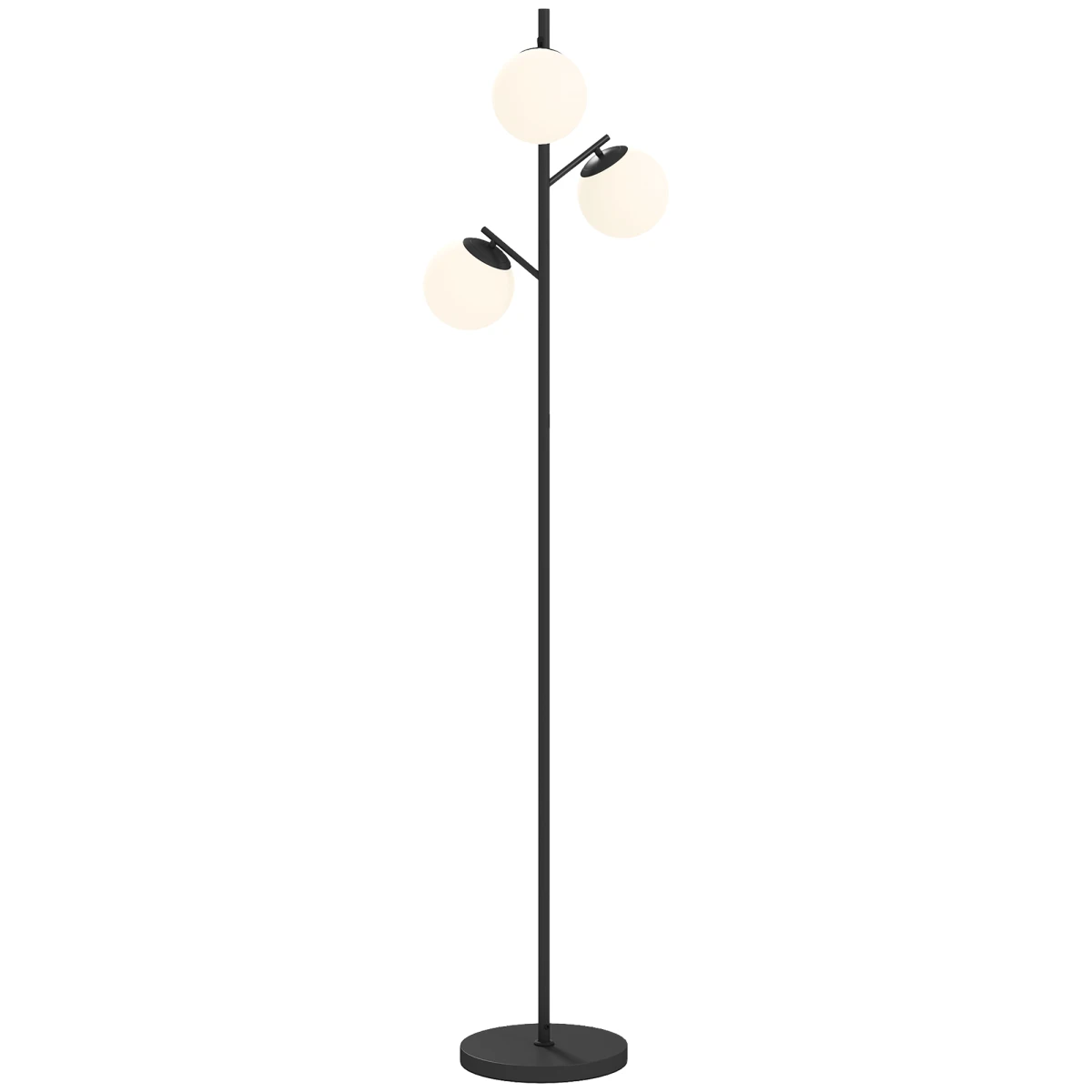 HOMCOM HOMCOM Modern Tree Floor Lamp With Three Glass Globes E27 Base Tall Stand Foot Switch For Living Room And Office - Lamp