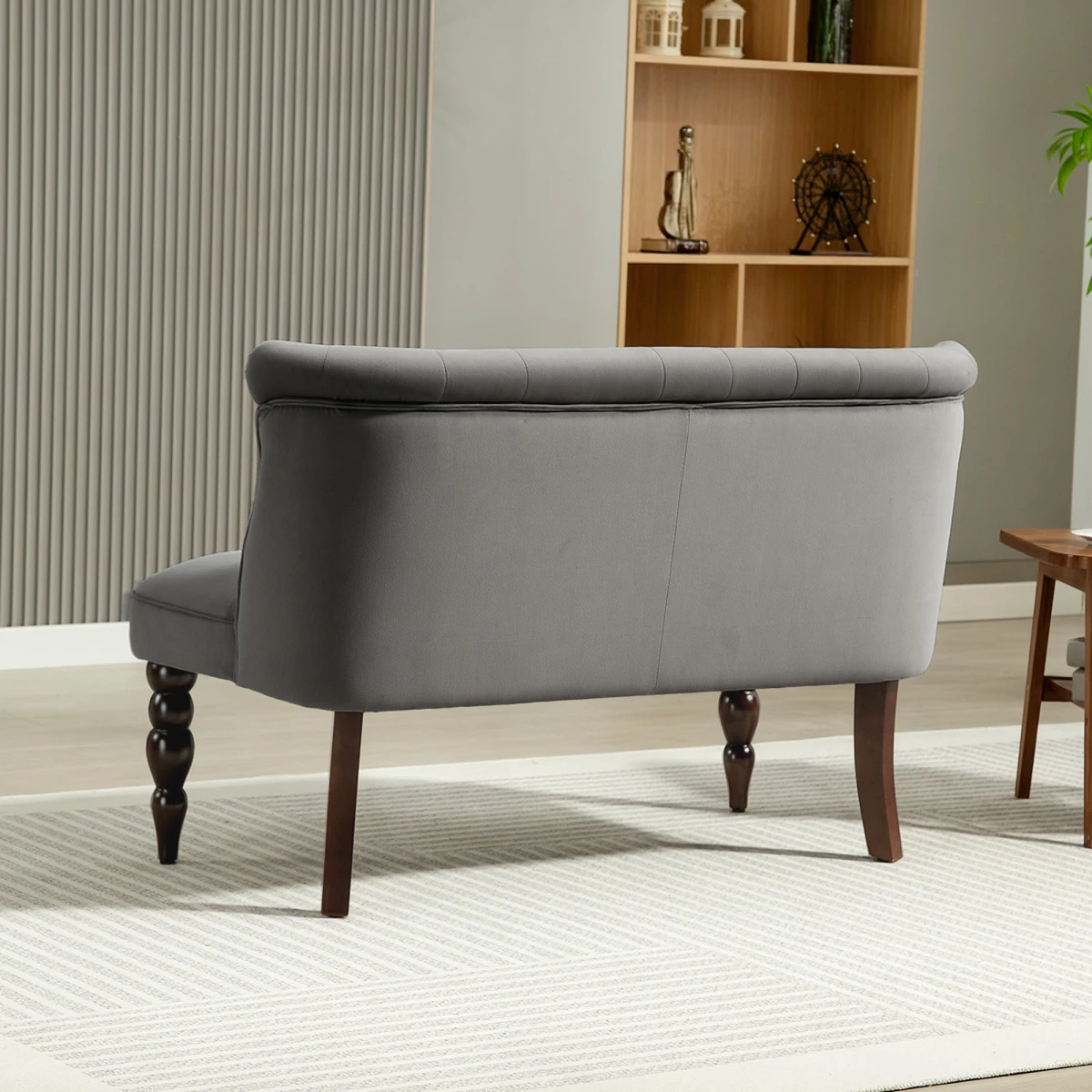 HOMCOM HOMCOM Velvet-Feel Two-Seat Lounger Sofa Wood Frame Tufted Wingback For Elegant Living Room Decor - Sofa