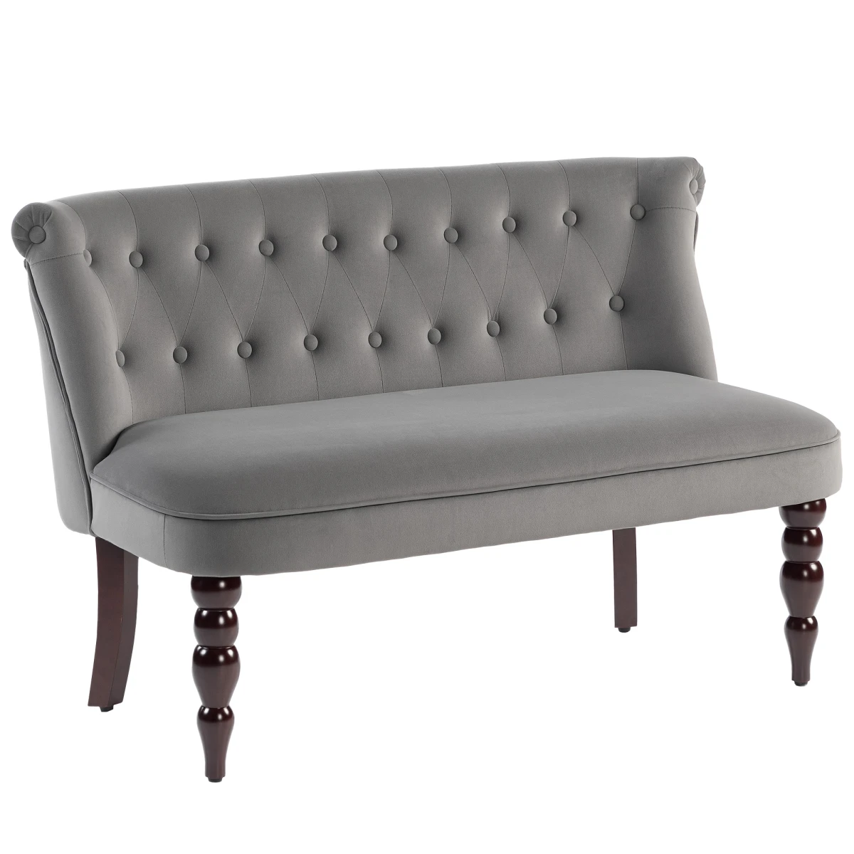 HOMCOM HOMCOM Velvet-Feel Two-Seat Lounger Sofa Wood Frame Tufted Wingback For Elegant Living Room Decor - Sofa