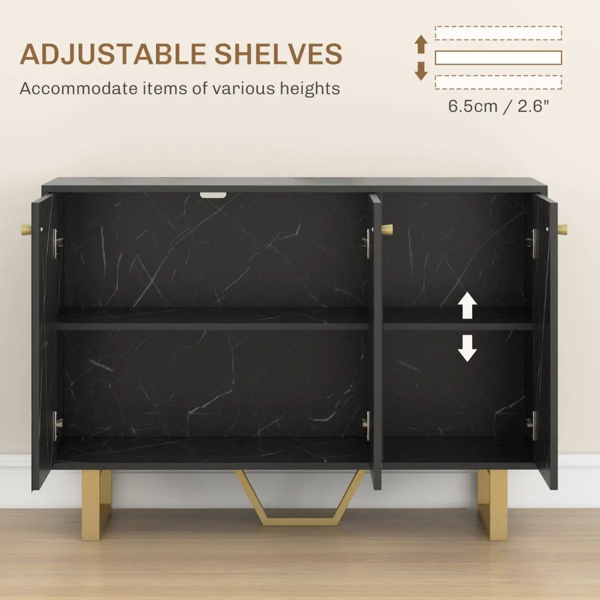 HOMCOM HOMCOM Sideboard Storage Cupboard with Metal Legs for Living Room - Sideboard