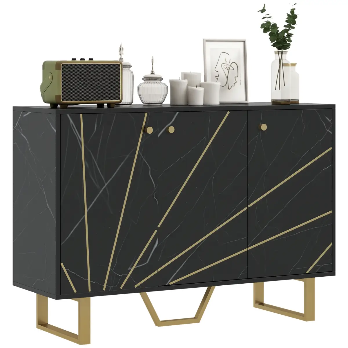 HOMCOM HOMCOM Sideboard Storage Cupboard with Metal Legs for Living Room - Sideboard