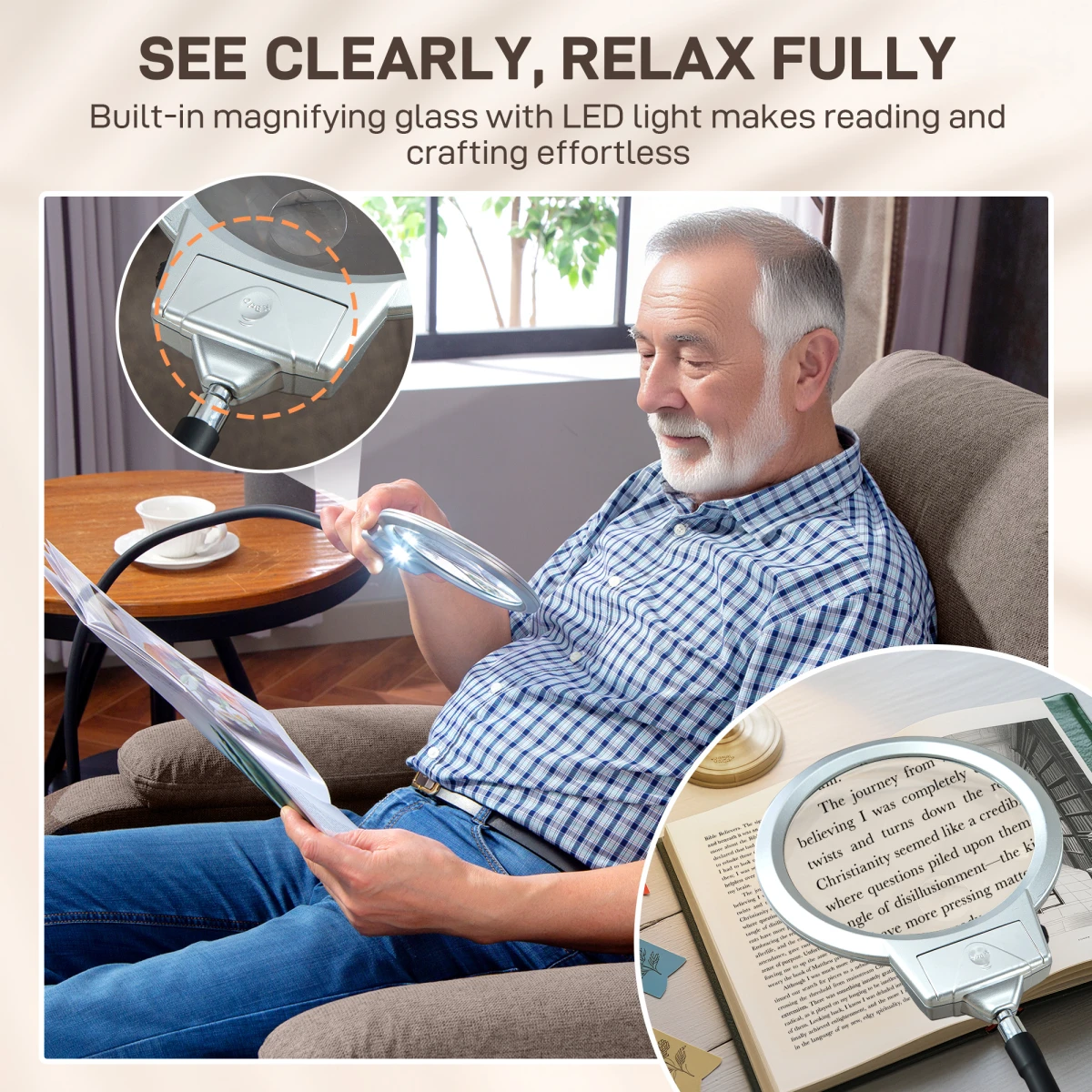 HOMCOM Linen Fabric Electric Recliner Standard Size With Remote Control And LED Magnifying Light For Home Use by HOMCOM