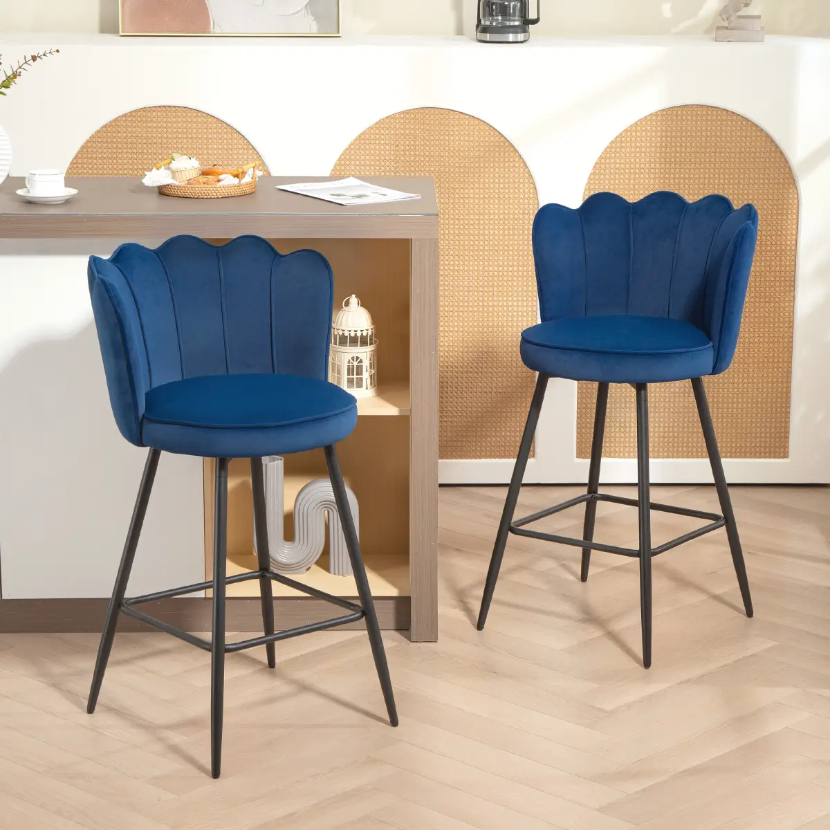 HOMCOM HOMCOM Barstools with Petal Backrest for Kitchen Island - Bar Stool