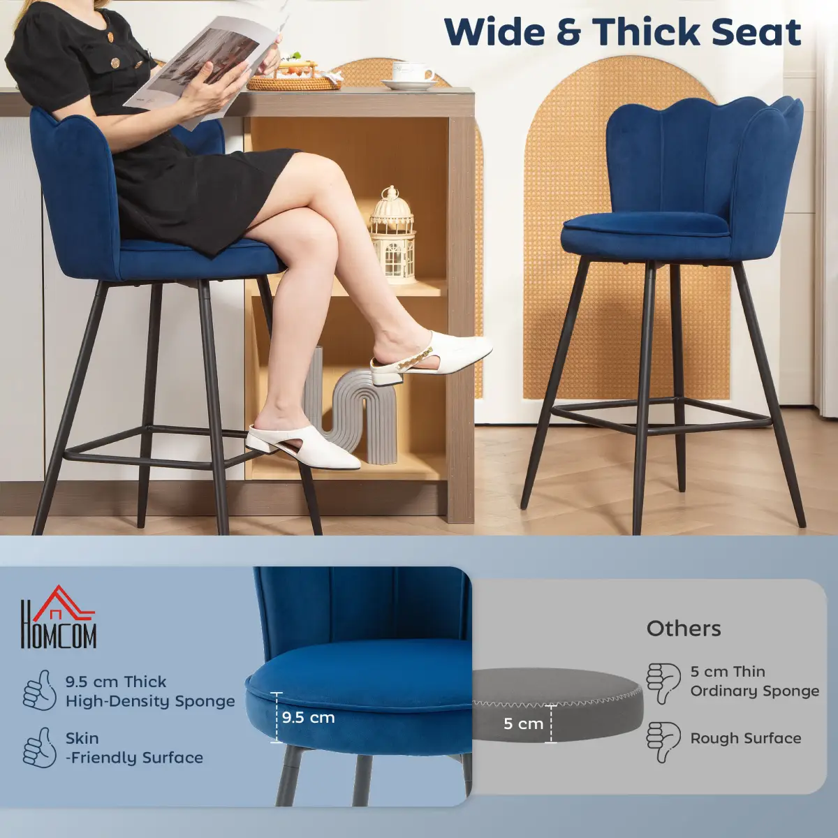 HOMCOM HOMCOM Barstools with Petal Backrest for Kitchen Island - Bar Stool