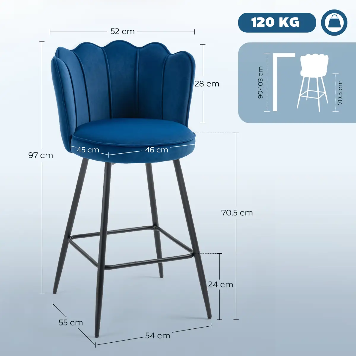 HOMCOM HOMCOM Barstools with Petal Backrest for Kitchen Island - Bar Stool
