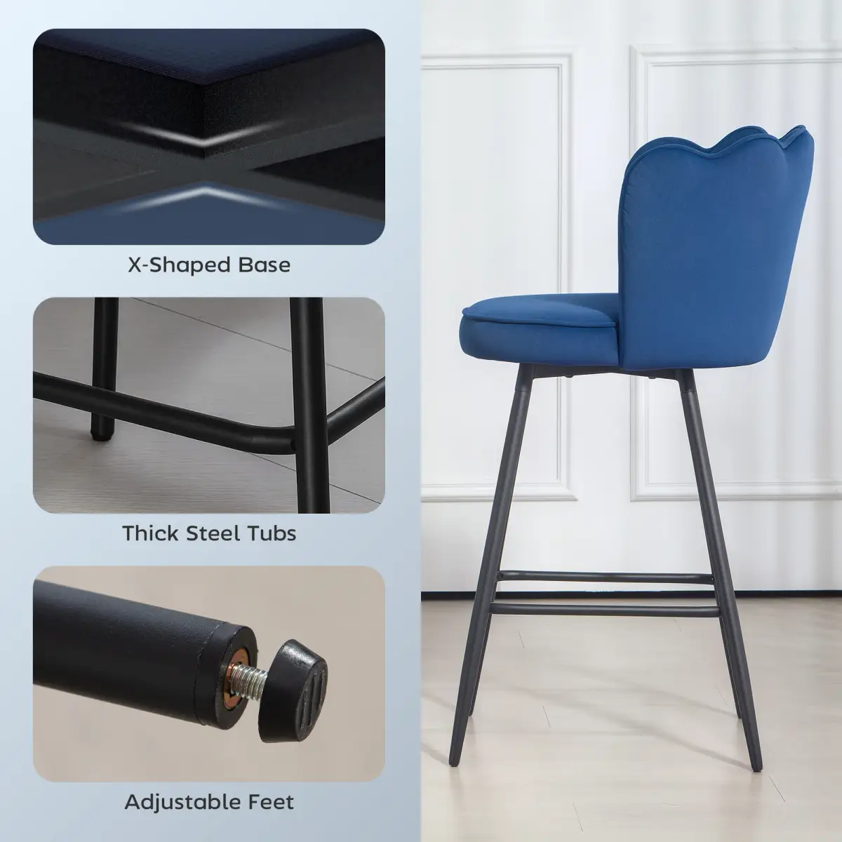 HOMCOM HOMCOM Barstools with Petal Backrest for Kitchen Island - Bar Stool