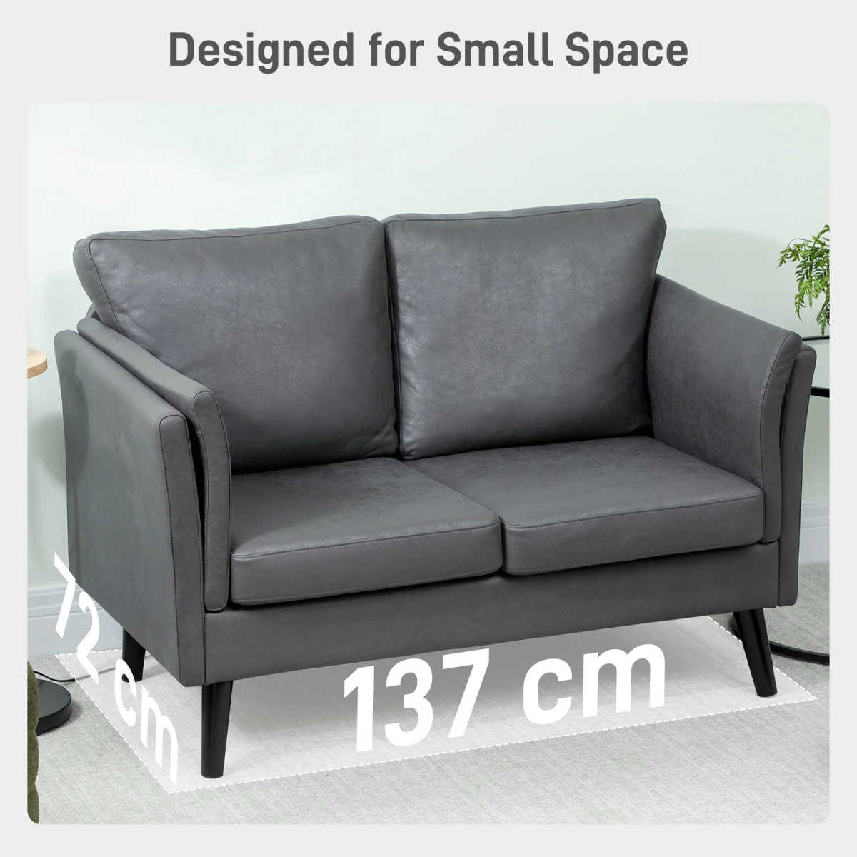 HOMCOM HOMCOM Loveseat Sofa Compact Leathaire Upholstery Bedroom - Sofa