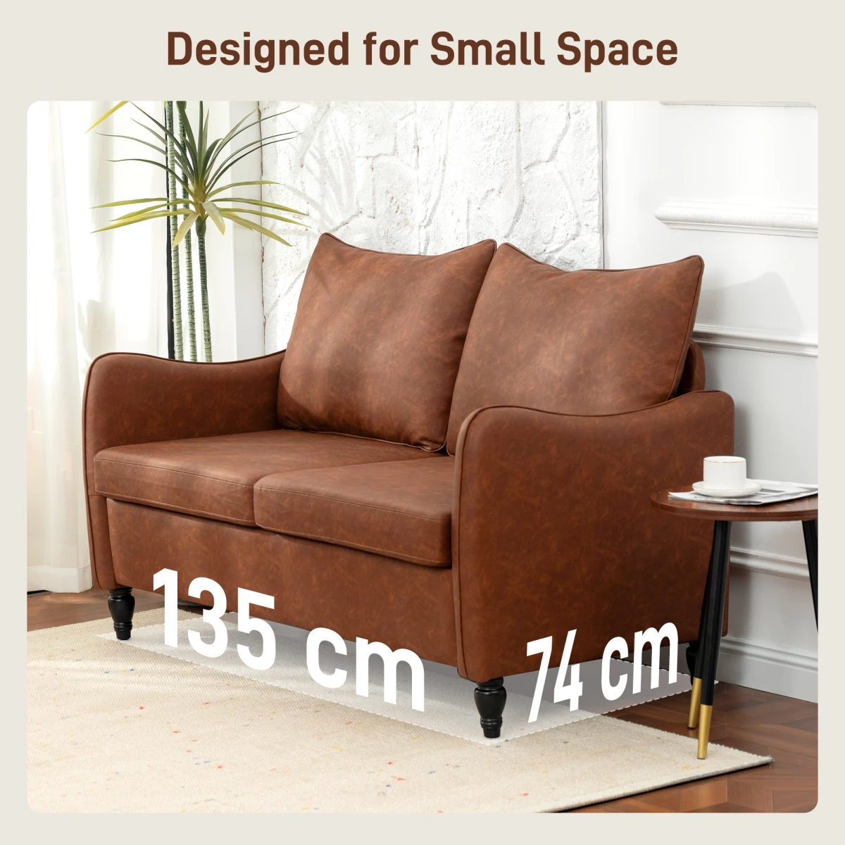 HOMCOM HOMCOM Sofa Two Seater Marble Pattern With Solid Wood Legs - Sofa