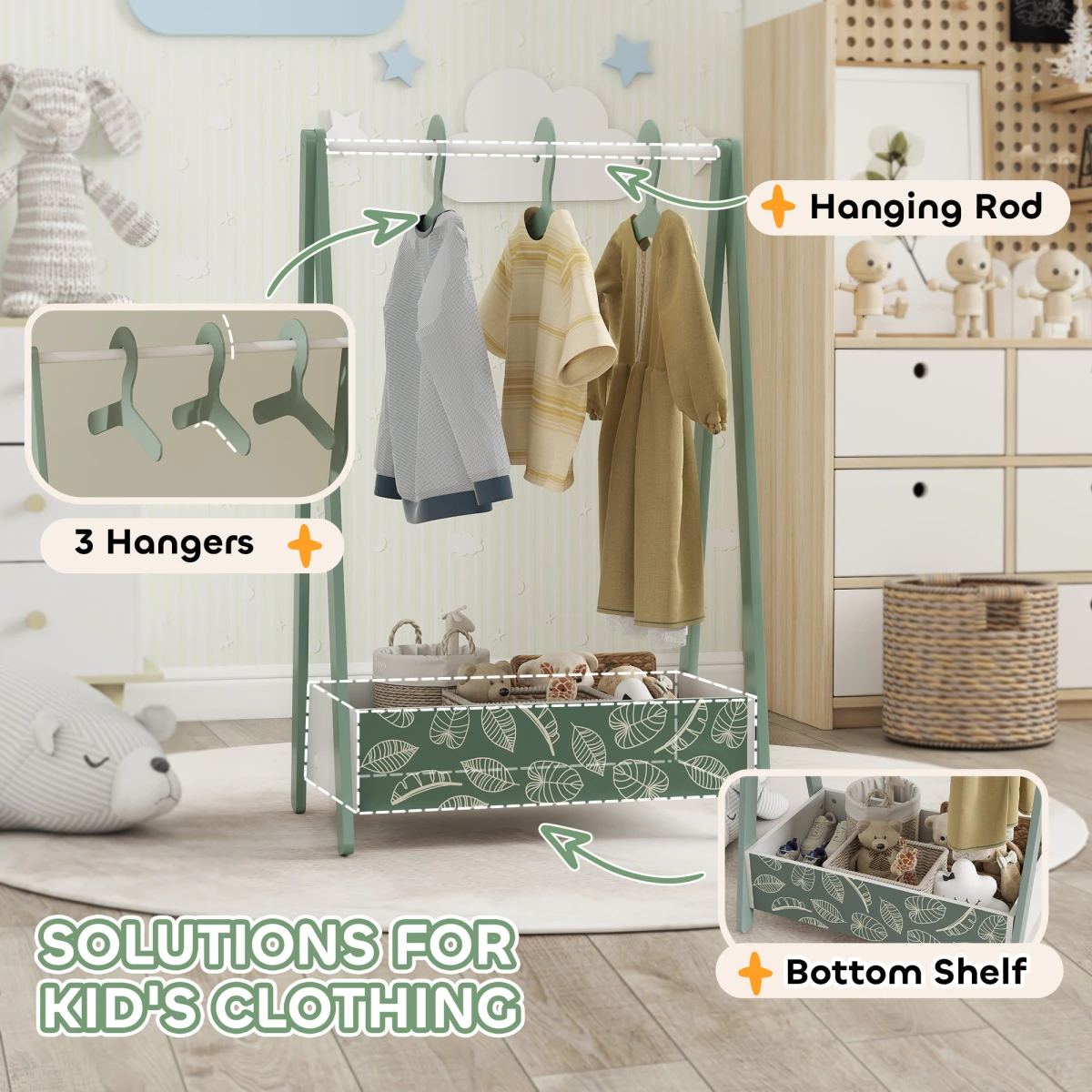AIYAPLAY AIYAPLAY Baby Clothes Rack Small With Hangers For Kids - Wardrobe