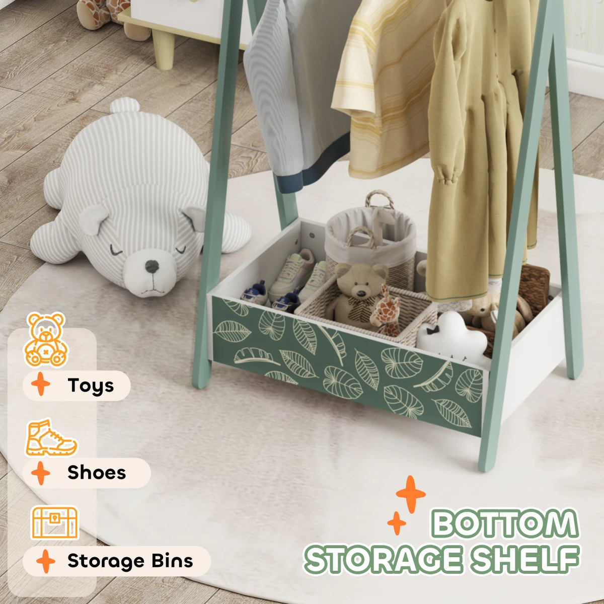 AIYAPLAY AIYAPLAY Baby Clothes Rack Small With Hangers For Kids - Wardrobe