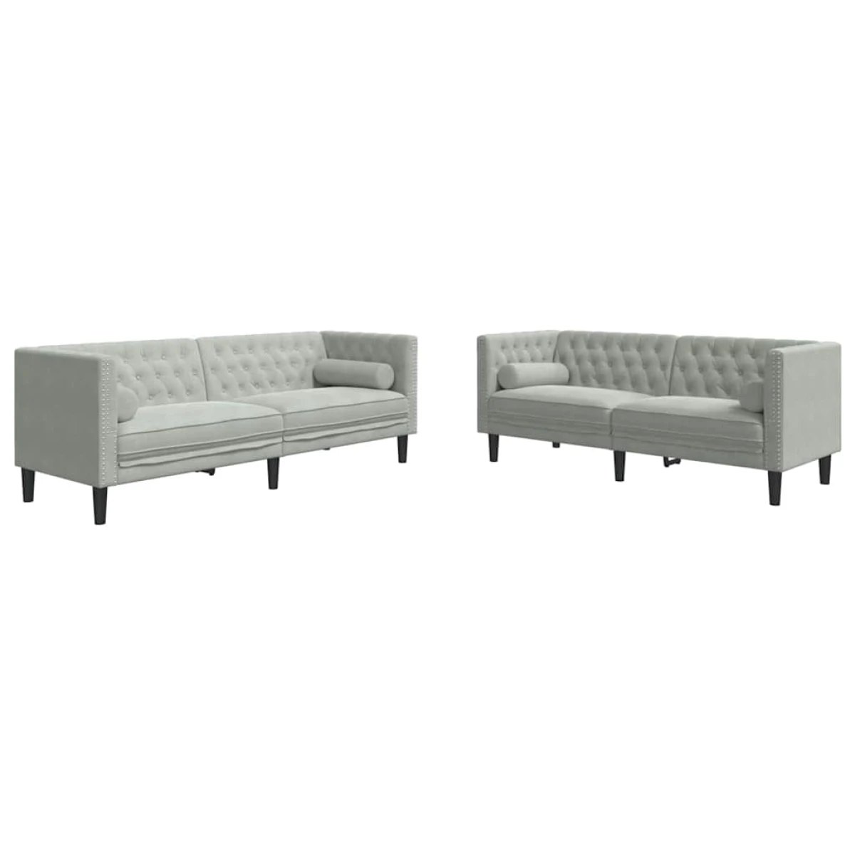 Lux Velvet Two-Piece Sofa Set Light Grey With Tufted Upholstery For Living Room Decor by vidaXL