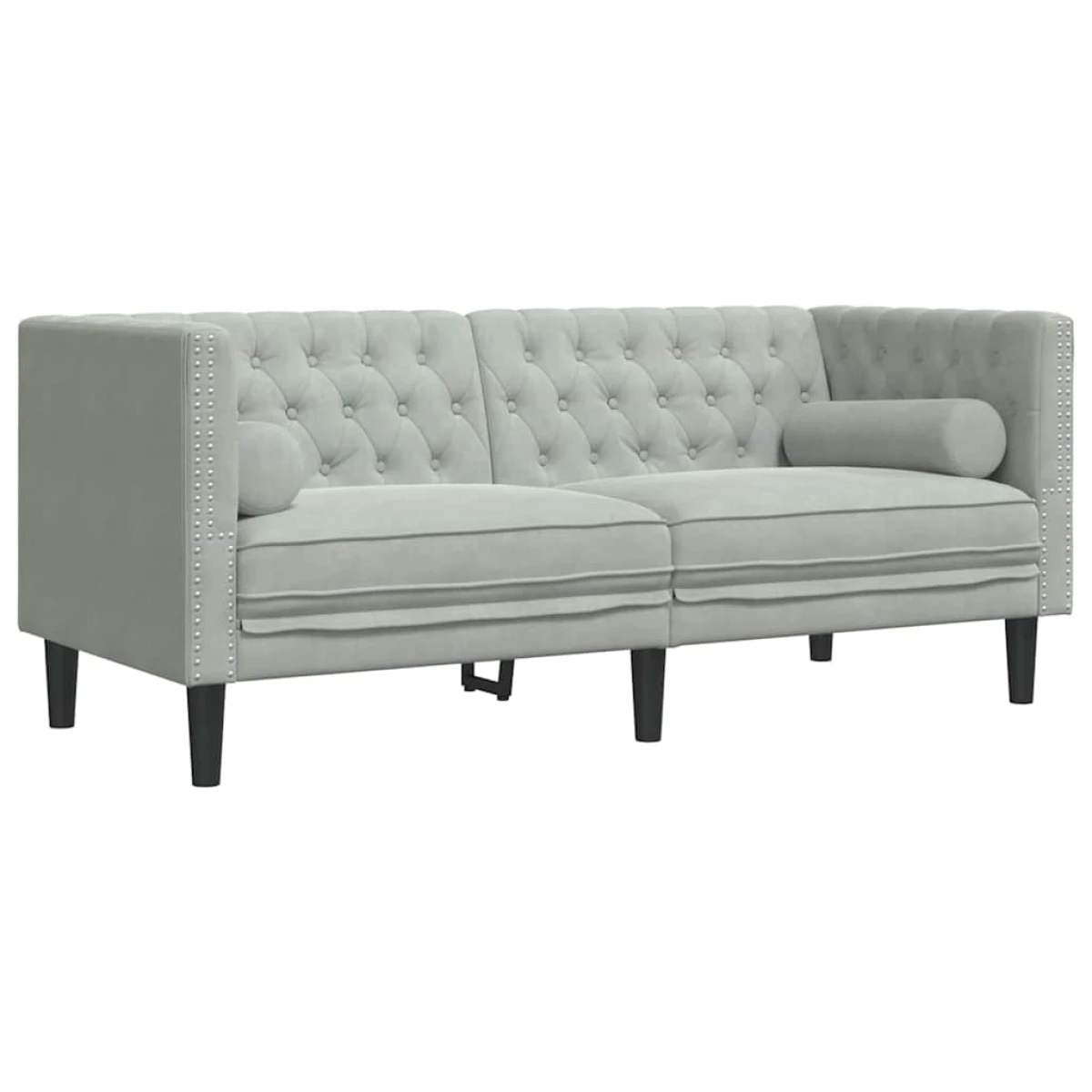 Lux Velvet Two-Piece Sofa Set Light Grey With Tufted Upholstery For Living Room Decor by vidaXL