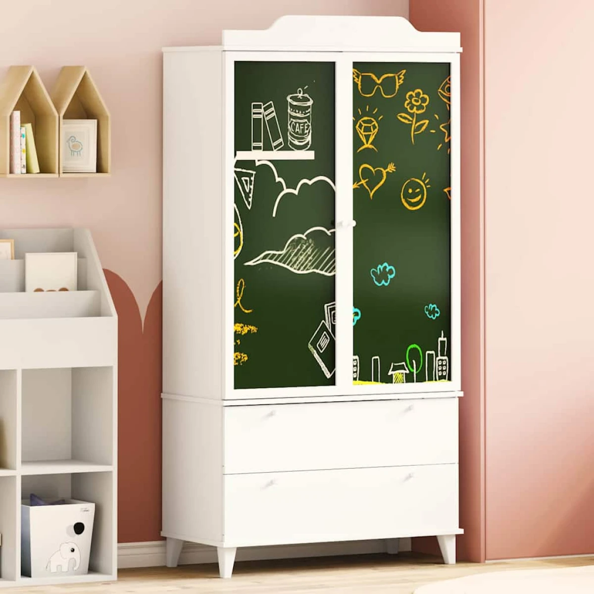 vidaXL Chalkboard Wardrobe Drawer Kids by vidaXL