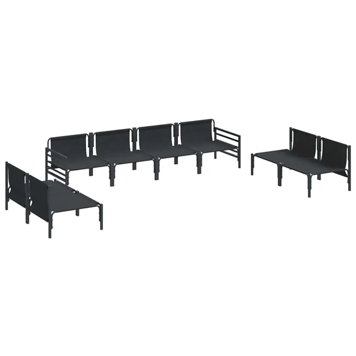 vidaXL vidaXL Garden Sofa Set with Cushion 8 pcs Black Steel - Garden Sofa Sets