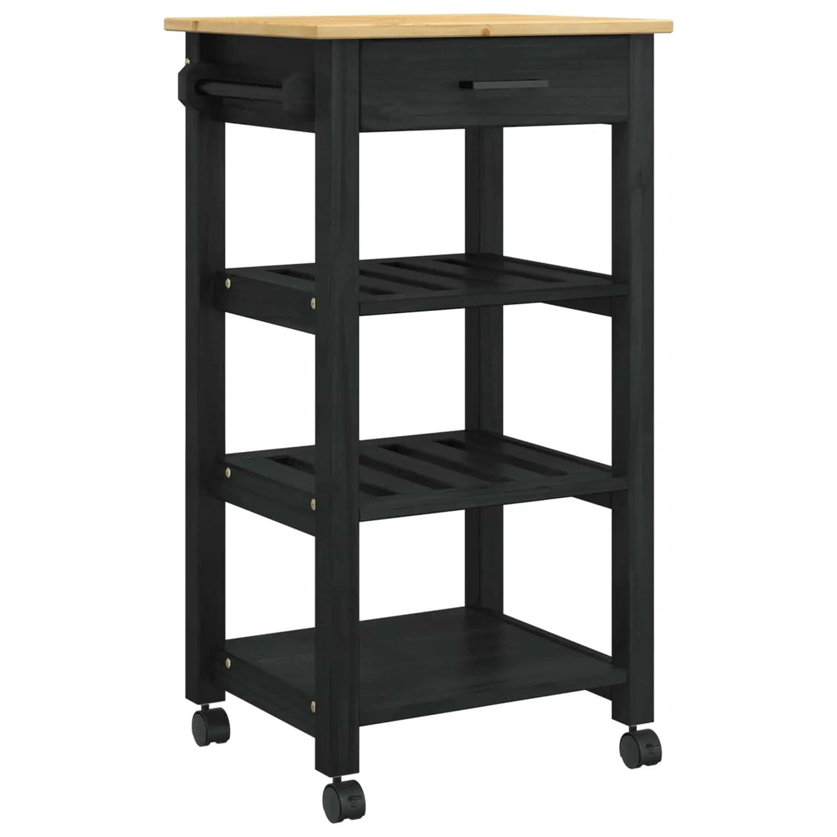 vidaXL Kitchen Trolley MONZA Black 48 x 40 x 88.5 cm Solid Pine Wood - from vidaXL