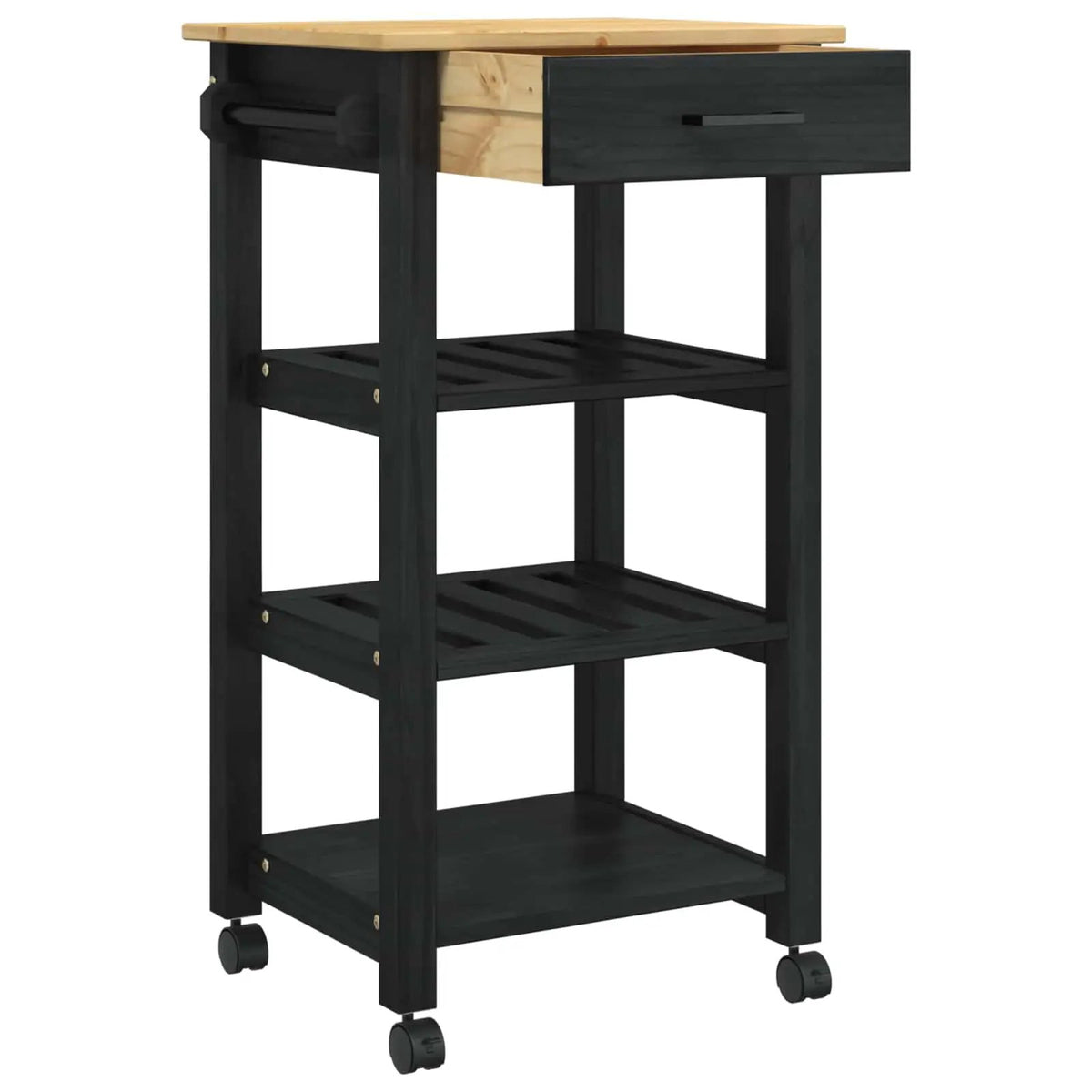 vidaXL Kitchen Trolley MONZA Black 48 x 40 x 88.5 cm Solid Pine Wood - from vidaXL