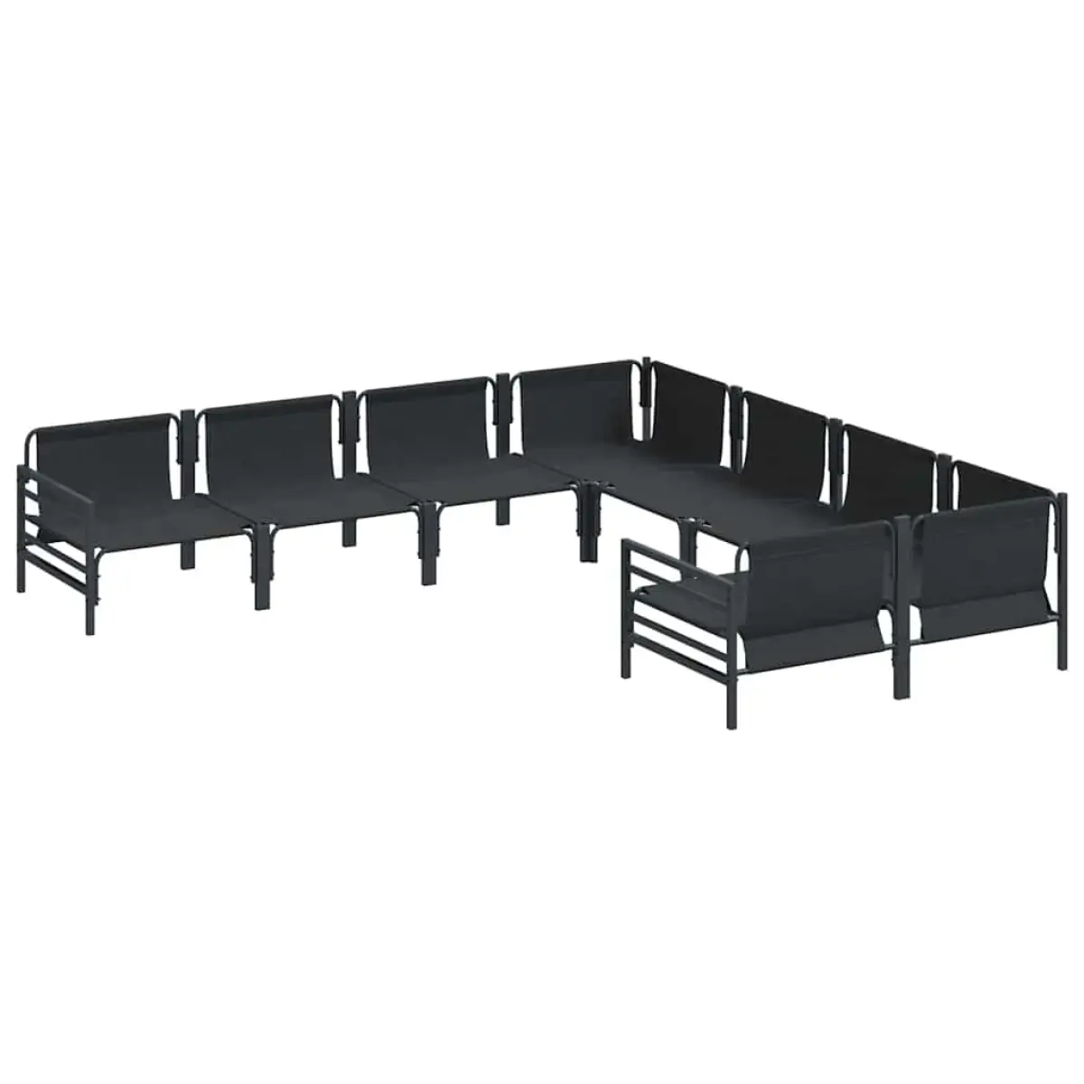 vidaXL vidaXL Garden Sofa Set with Cushion 8 pcs Black Steel - Garden Sofa Sets