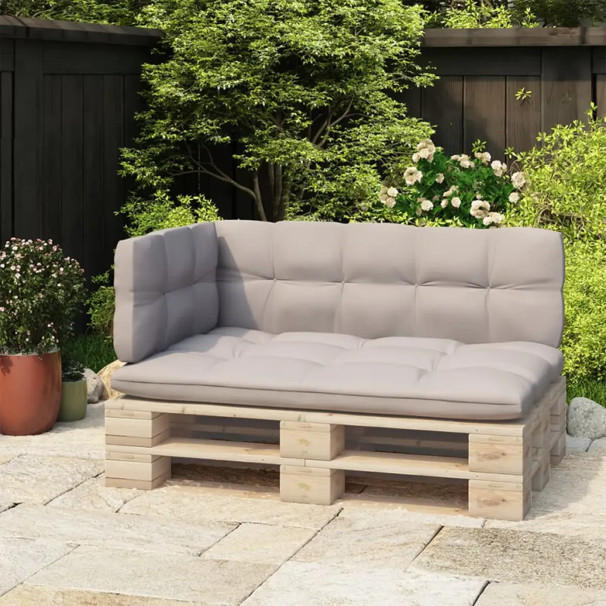 vidaXL vidaXL Backrest for Pallet Sofa Black 110 cm Iron - Garden Sofa Sets