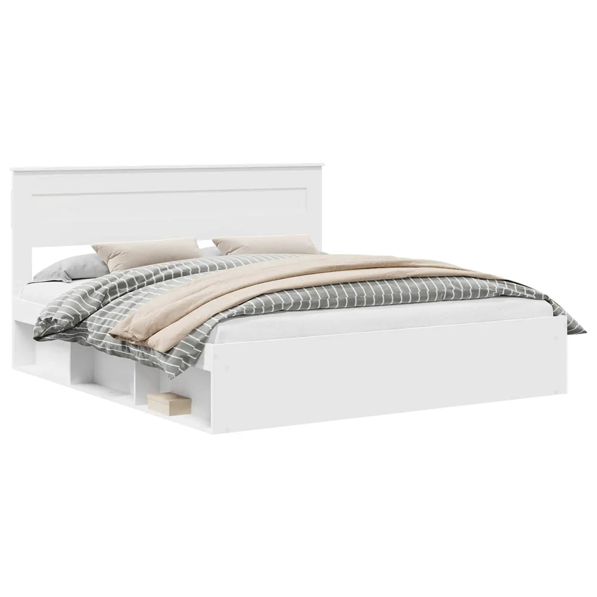 vidaXL Bed Frame with Headboard White 200 x 200 cm Solid Pine Wood - from vidaXL