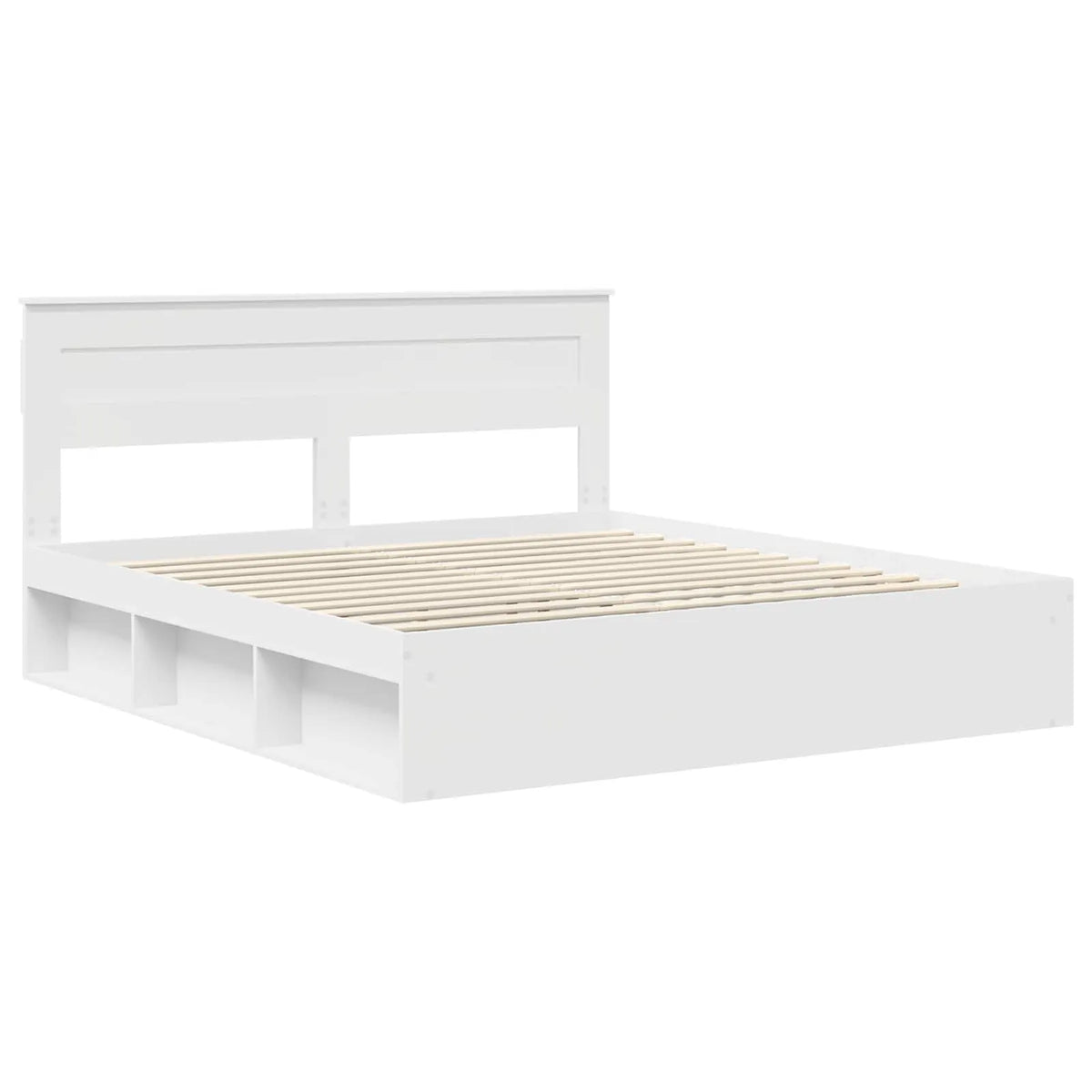 vidaXL Bed Frame with Headboard White 200 x 200 cm Solid Pine Wood - from vidaXL