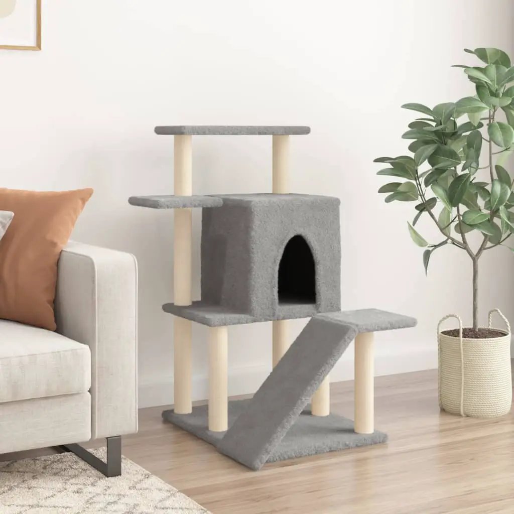 vidaXL vidaXL Cat Tree with Sisal Scratching Posts Light Grey 97 cm - Cat Tree