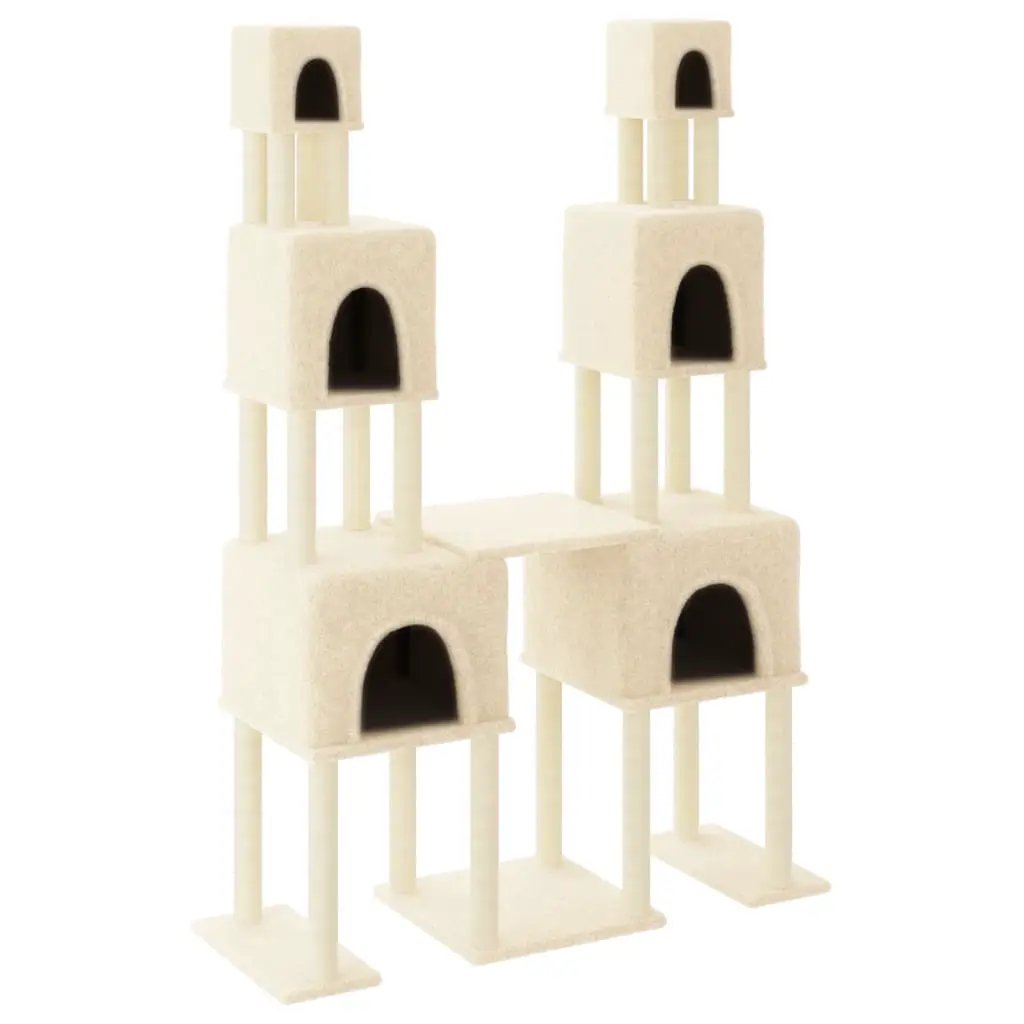 vidaXL vidaXL Cat Tree with Sisal Scratching Posts Cream 199 cm - Cat Tree