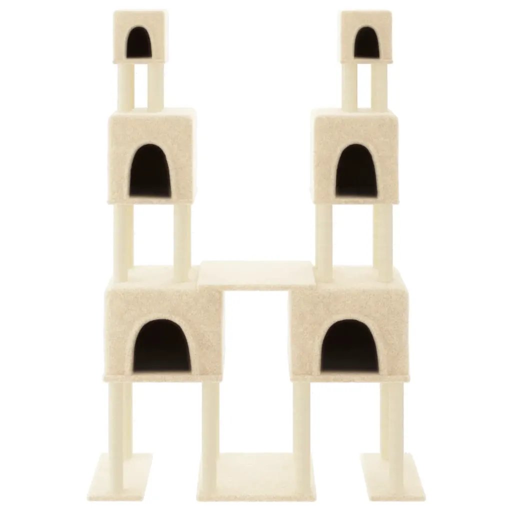 vidaXL vidaXL Cat Tree with Sisal Scratching Posts Cream 199 cm - Cat Tree
