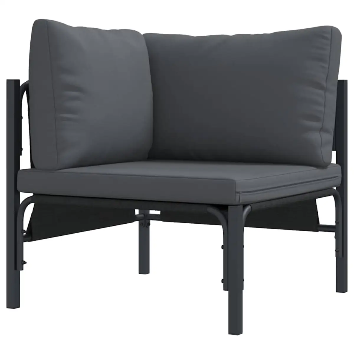 vidaXL vidaXL Garden Sofa Set with Cushion 10 pcs Black Steel - Garden Sofa Sets