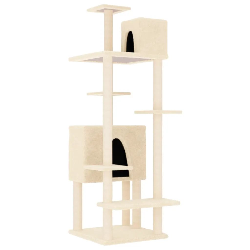 vidaXL vidaXL Cat Tree with Sisal Scratching Posts Cream 154 cm - Cat Tree