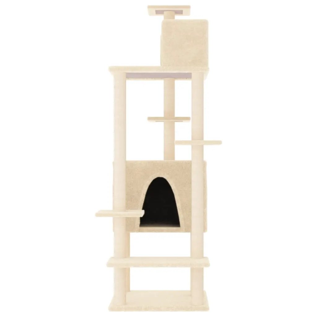 vidaXL vidaXL Cat Tree with Sisal Scratching Posts Cream 154 cm - Cat Tree