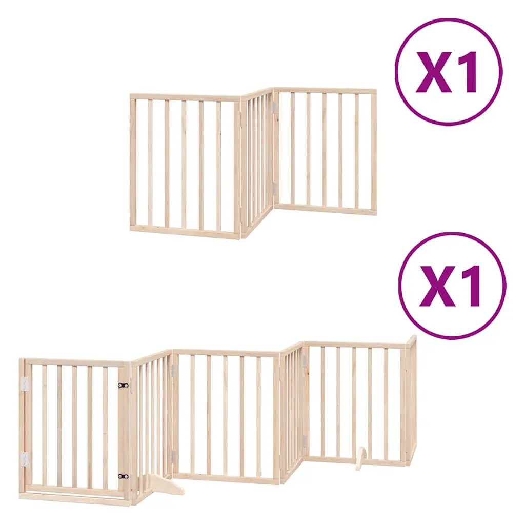 vidaXL Dog Gate with Door Foldable 9 Panels 450 cm Poplar Wood - from vidaXL