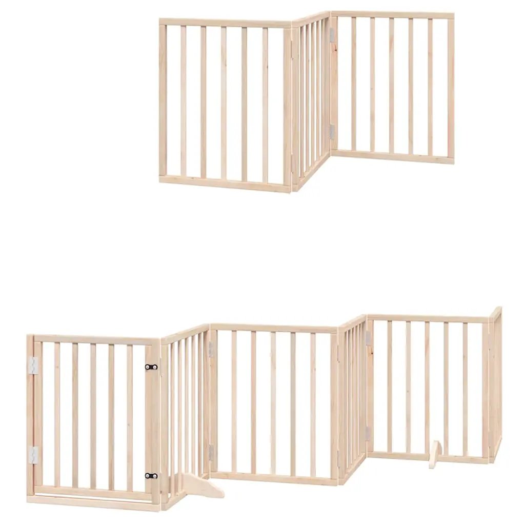 vidaXL Dog Gate with Door Foldable 9 Panels 450 cm Poplar Wood - from vidaXL