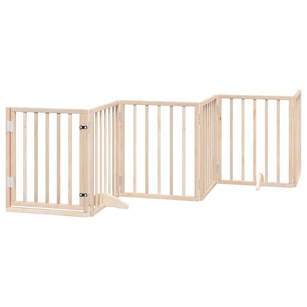 vidaXL Dog Gate with Door Foldable 9 Panels 450 cm Poplar Wood - from vidaXL