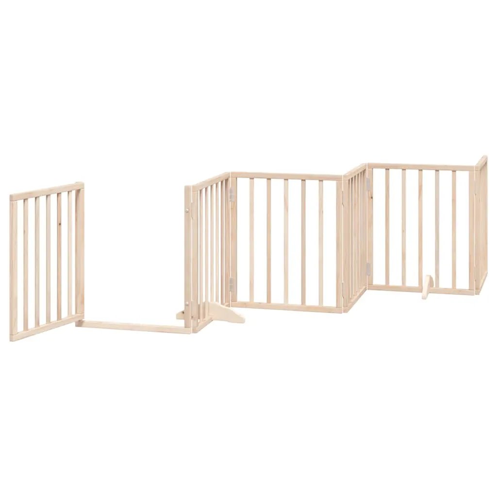 vidaXL Dog Gate with Door Foldable 9 Panels 450 cm Poplar Wood - from vidaXL