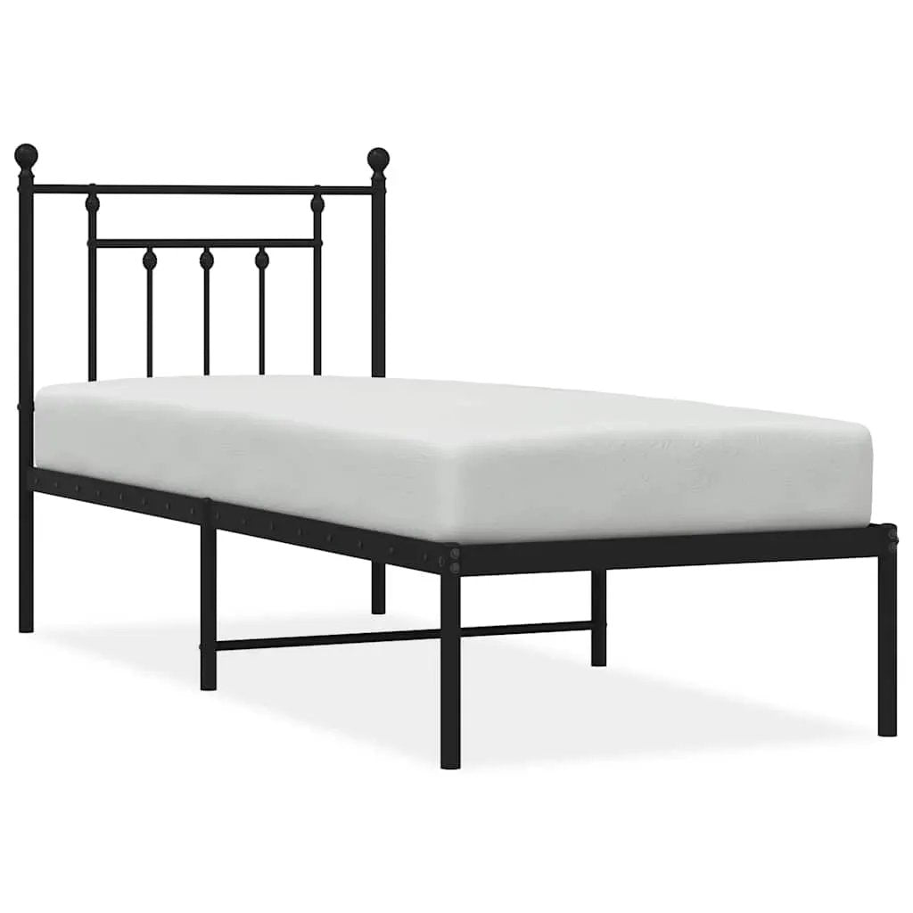 vidaXL Bed Frame | Black | Powder-Coated Steel | Small Single | Bed Frame - from vidaXL
