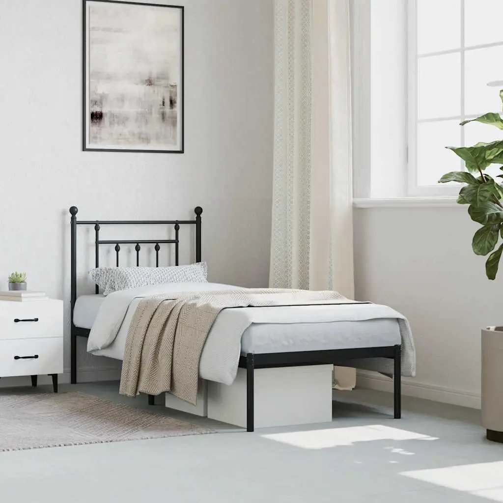 vidaXL Bed Frame | Black | Powder-Coated Steel | Small Single | Bed Frame - from vidaXL