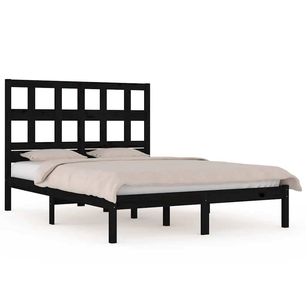 vidaXL Bed Frame | Black | Solid pine wood | Durable | Bed Frame | Rectangular - from vidaXL
