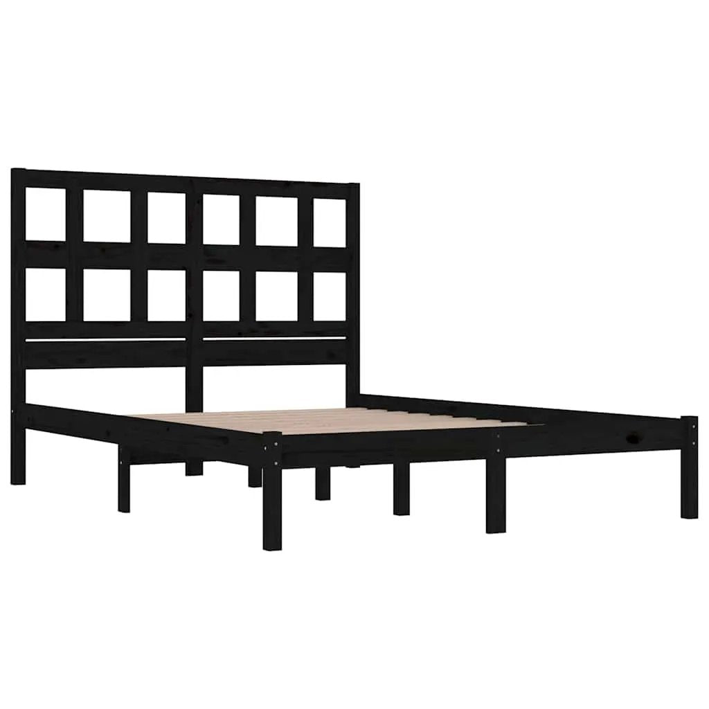vidaXL Bed Frame | Black | Solid pine wood | Durable | Bed Frame | Rectangular - from vidaXL