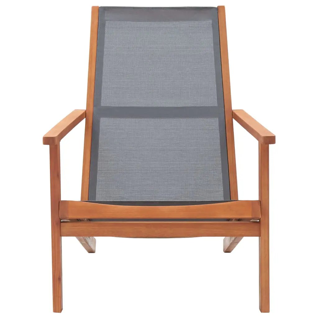vidaXL vidaXL Garden Lounge Chair Grey Solid Eucalyptus Wood and Textilene - Garden Chairs