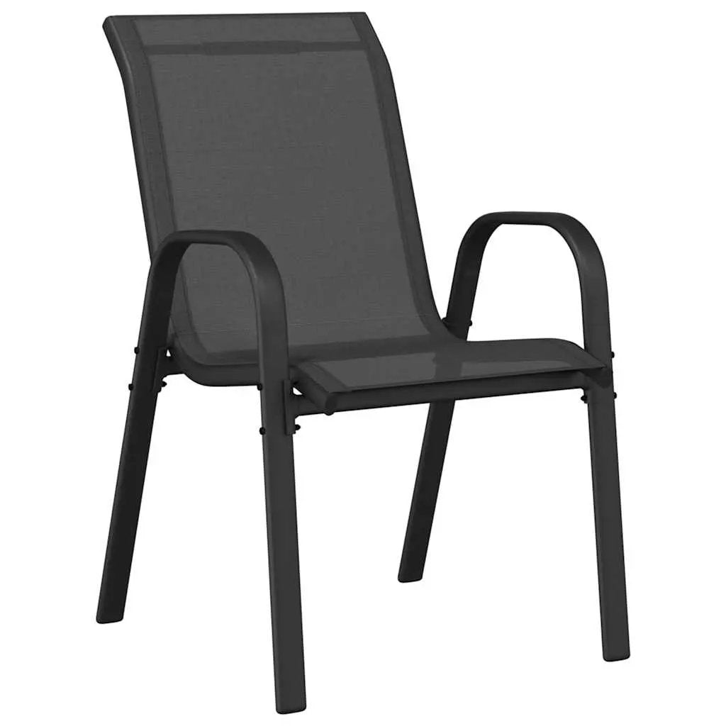 vidaXL vidaXL Stackable Garden Chairs 2 pcs Black Textilene Fabric - Garden Chairs