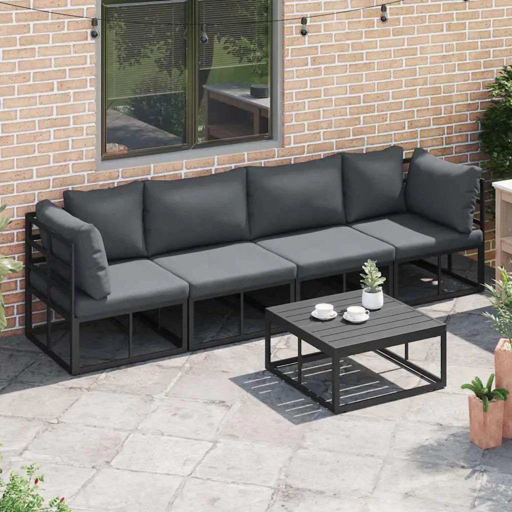 vidaXL vidaXL Garden Sofa Set 4 pcs Black Metal - Garden Sofa Sets