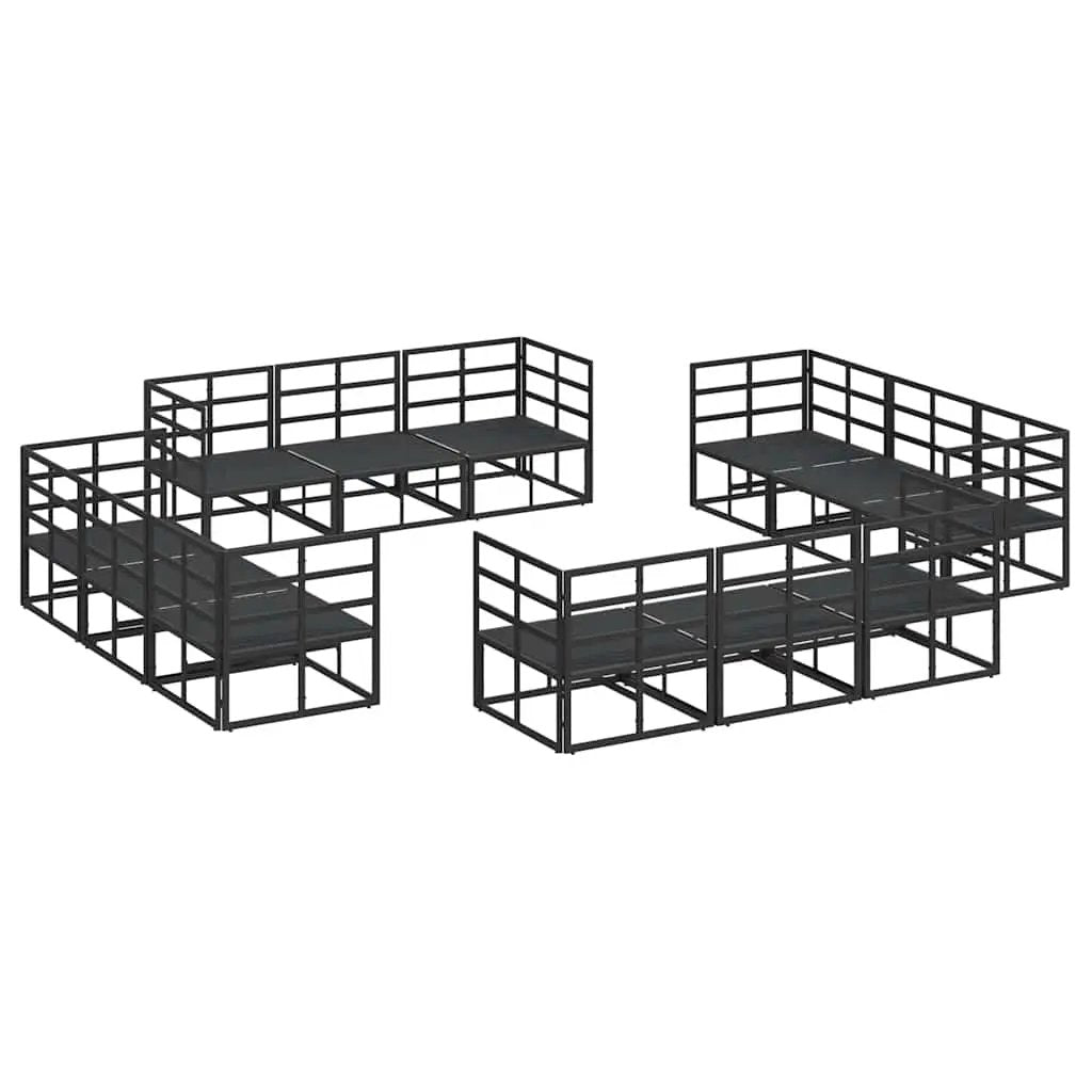 vidaXL vidaXL Garden Sofa Set 12 pcs Black Metal - Garden Sofa Sets