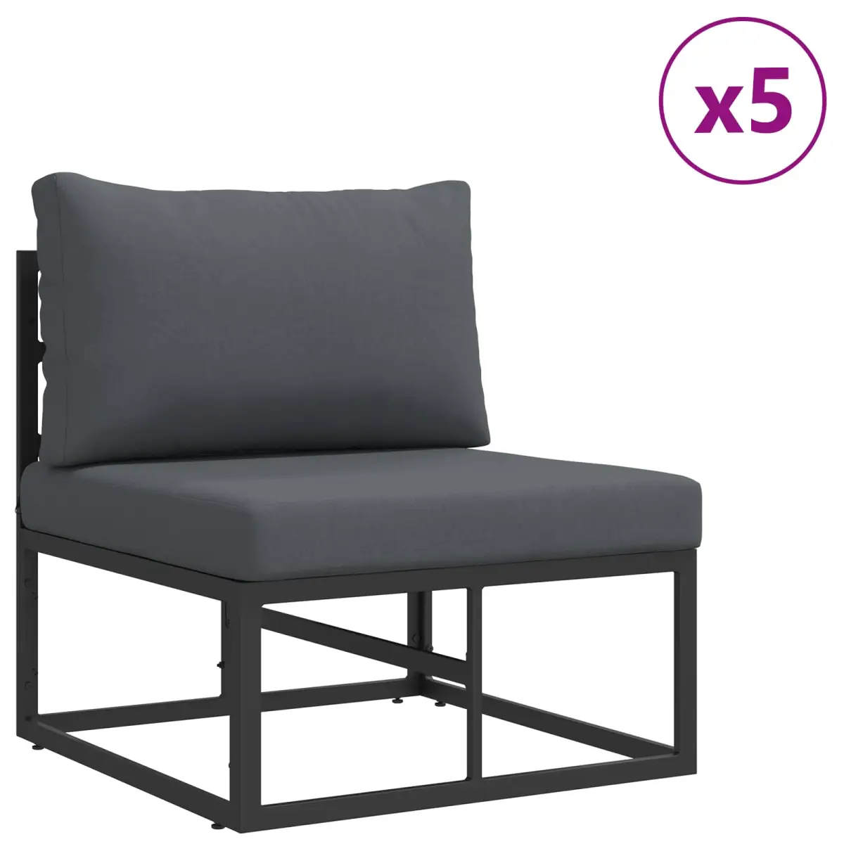 vidaXL vidaXL Garden Sofa Set with Cushion 10 pcs Black Aluminium - Garden Sofa Sets