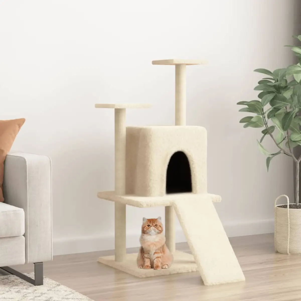 vidaXL vidaXL Cat Tree with Sisal Scratching Posts Cream 110 cm - Cat Tree