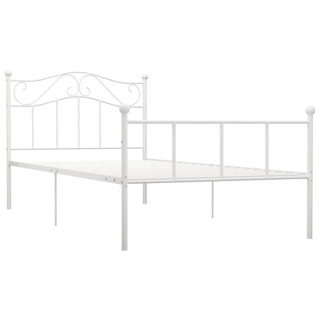 vidaXL Bed Frame | White | Metal | Single | Durable | Bed Frame | Rectangular - from vidaXL
