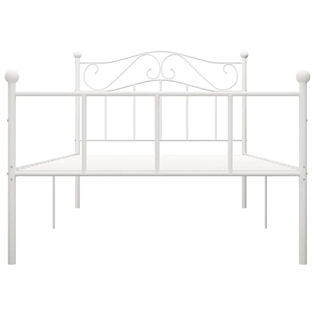 vidaXL Bed Frame | White | Metal | Single | Durable | Bed Frame | Rectangular - from vidaXL