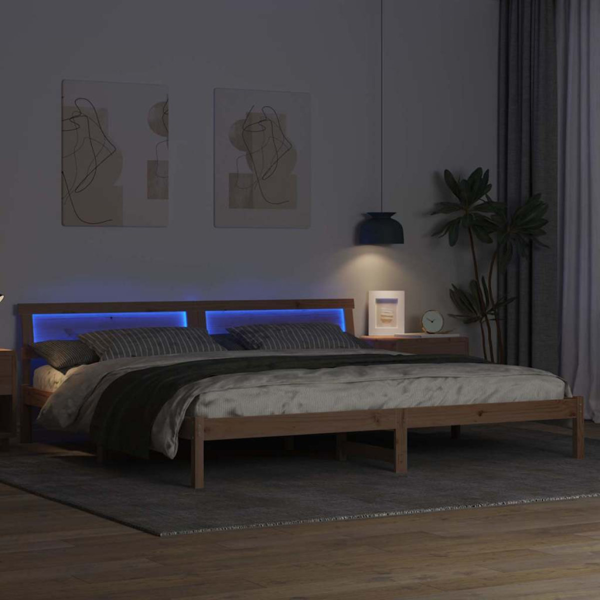 vidaXL Bed Frame with Headboard Brown 180 x 200 cm Solid Pine Wood - from vidaXL